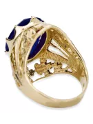 Sapphire 8 كارت من الذهب الأصفر خاتم حرف يدوية فينتاج vrc031x-sp Art Deco أسلوب مجوهرات فينتاج روسي سوفيتي من اتحاد الجمهوريات ا